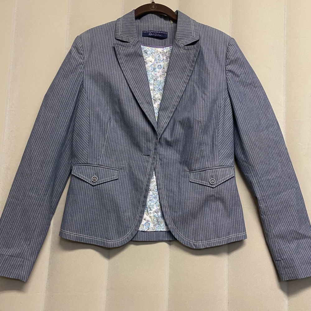 Robert Graham Women’s Blazer Jacket Pinstripe Striped Fitted Academia Preppy